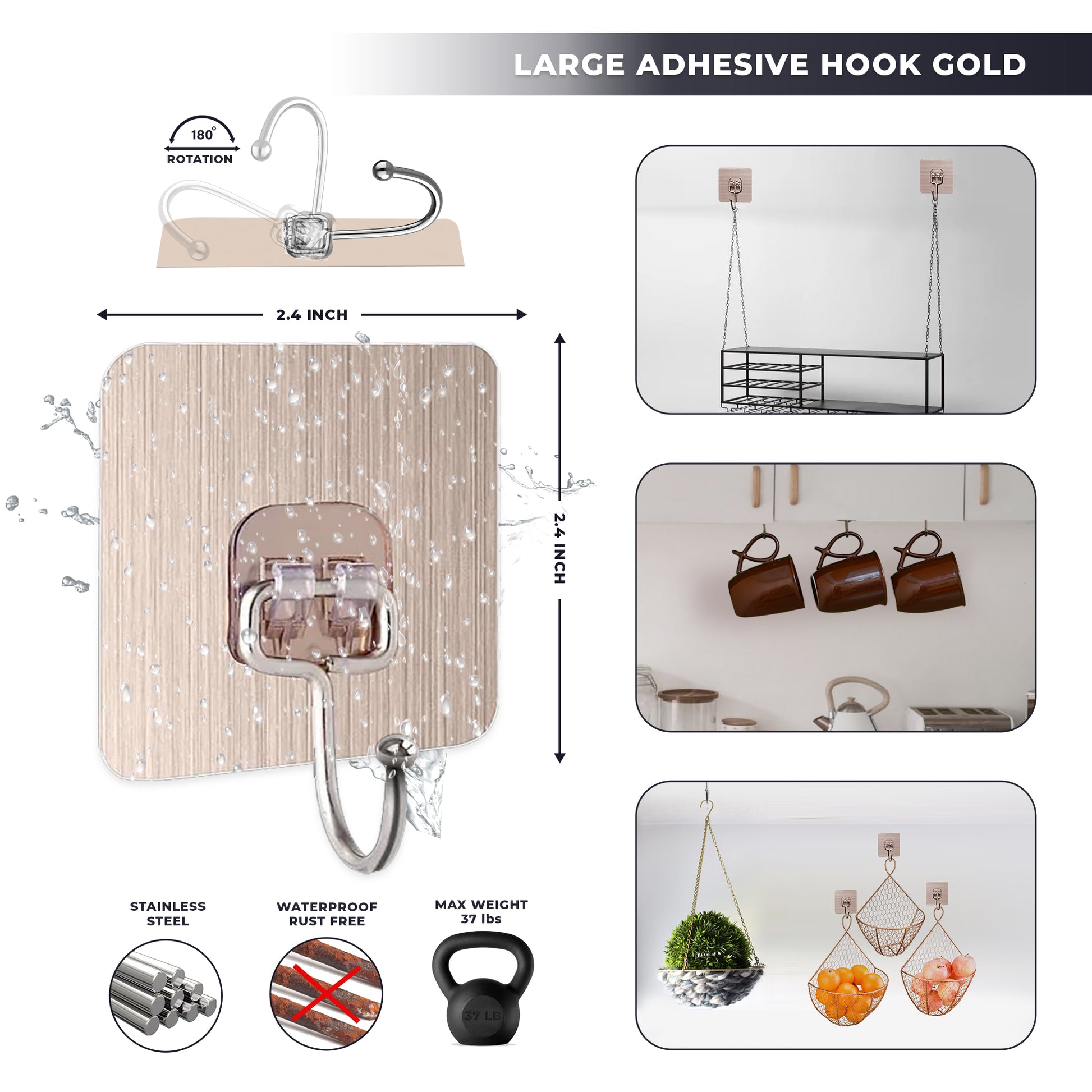 adhesive wall hooks max weight Jungle Eye 50-Pack Mixed Adhesive Hooks Free Shipping Across USA